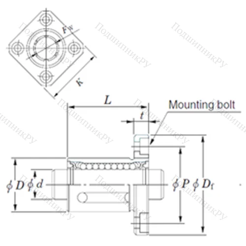 Подшипник шариковый линейный SDMK 16 от производителя  KOYO
