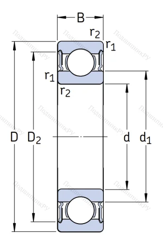 Шариковый однорядный подшипник 180214 (6214 2RS) в Новороссийске