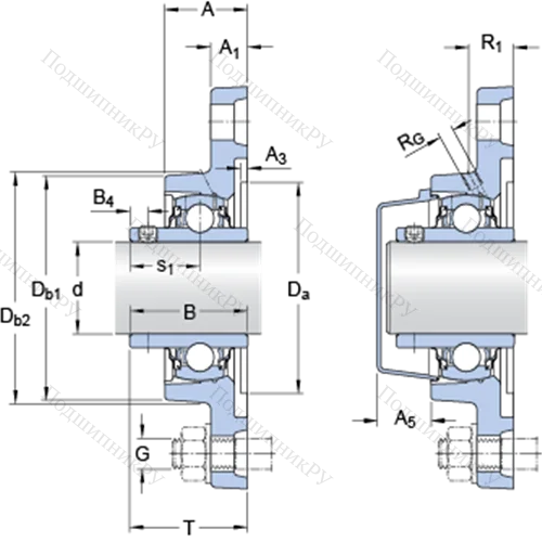 Фланцевые подшипниковые узлы типа Y (корпус типа Y-TECH, овальный фланец, крепление стопорными винтами)