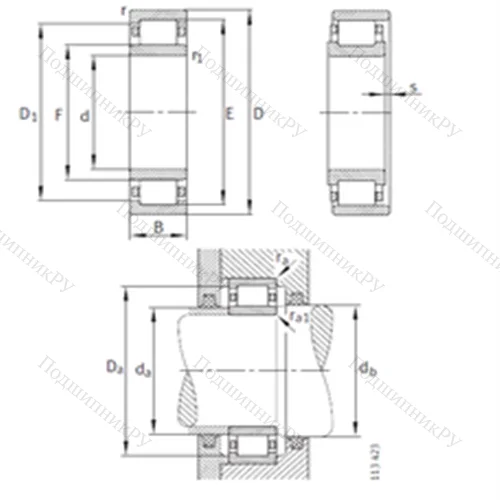 Подшипник роликовый радиальный NU 252-E-M 1