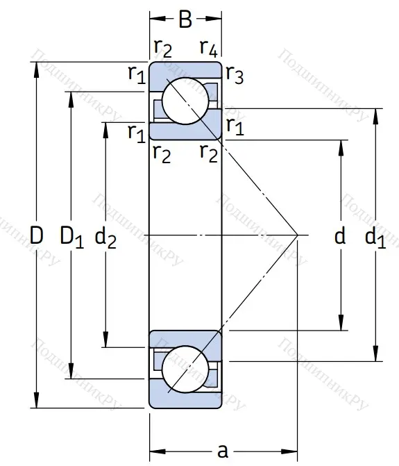 Однорядный шариковый подшипник 7307 BECBP