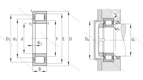 Роликовый цилиндрический подшипник NUP 212 E XL TVP 2 от производителя  FAG
