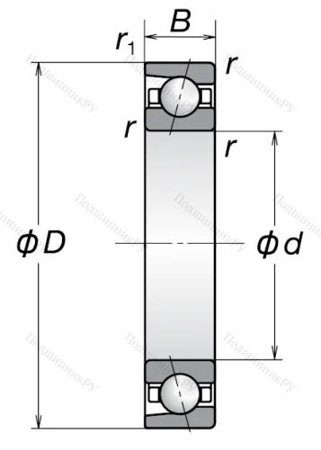 Однорядный шариковый подшипник 7008 AW от производителя  NSK