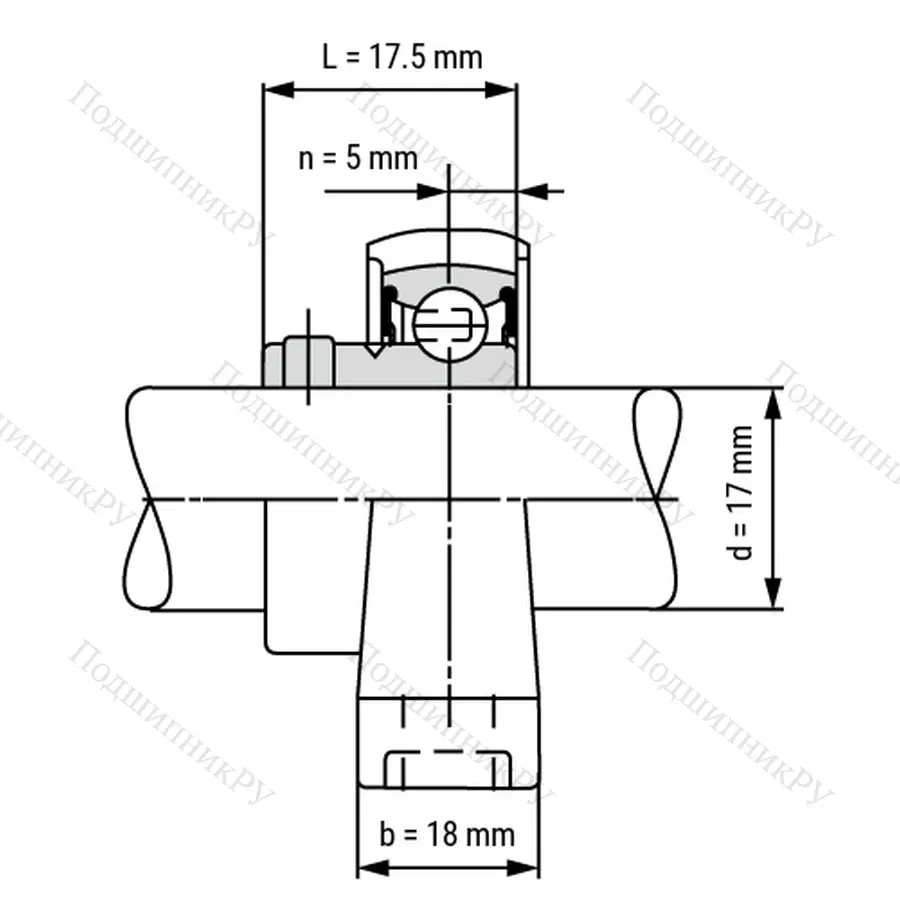Подшипниковый узел SS KP 003 ST - Вал: 17 мм