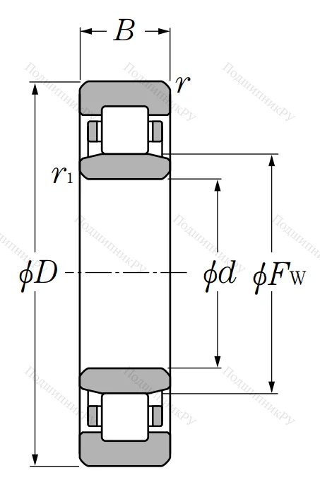 Роликовый цилиндрический подшипник NU 2305 (ET 2X)
