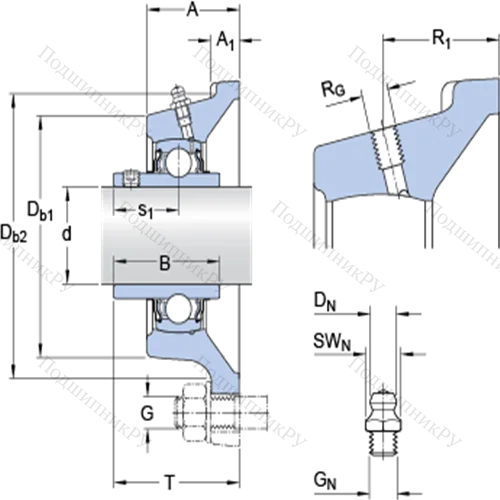 Фланцевые подшипниковые узлы типа Y (корпус типа Y-TECH, квадратный фланец, крепление стопорными винтами)