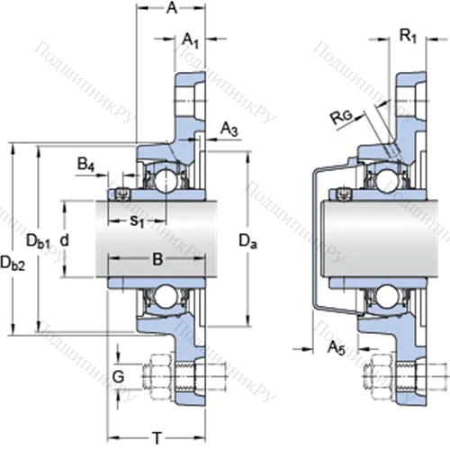 Фланцевые подшипниковые узлы типа Y (корпус типа Y-TECH, овальный фланец, крепление стопорными винтами)