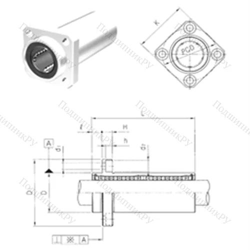 Подшипник шариковый линейный LMKP 30LUU