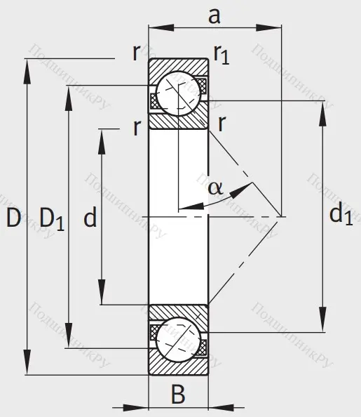 Однорядный шариковый подшипник 7304 B XL TVP