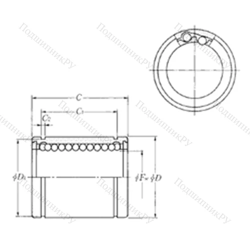 Подшипник шариковый линейный KLM 13LL