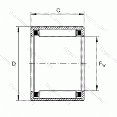 Подшипник роликовый игольчатый с одним наружным штампованным кольцом SCE 107-1/2